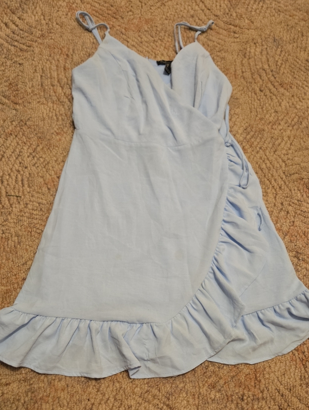 Light Blue Ruffle Wrap Dress - Streetwear Society